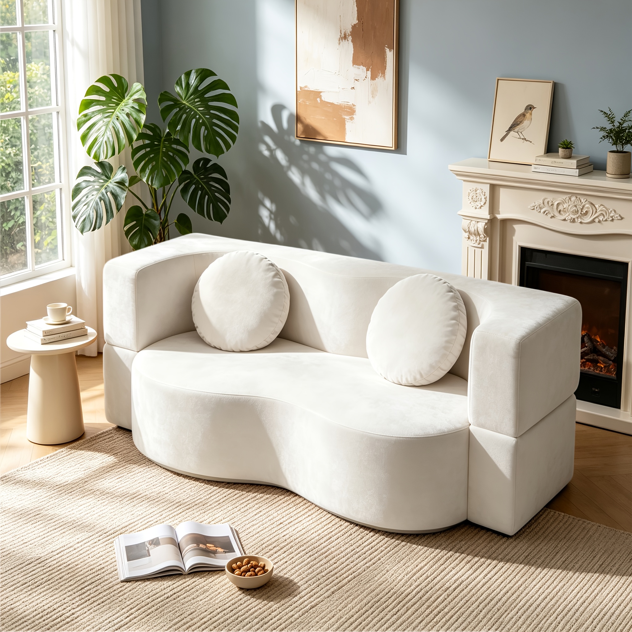 2-in-1 Folding Sofa Bed With Pillow, Queen Sleeper Sofa, Floor & Futon Loveseat Couch, Foam Folding Mattress Sleeper For Living Room, Guest Use, Office, Apartment, No , Orange