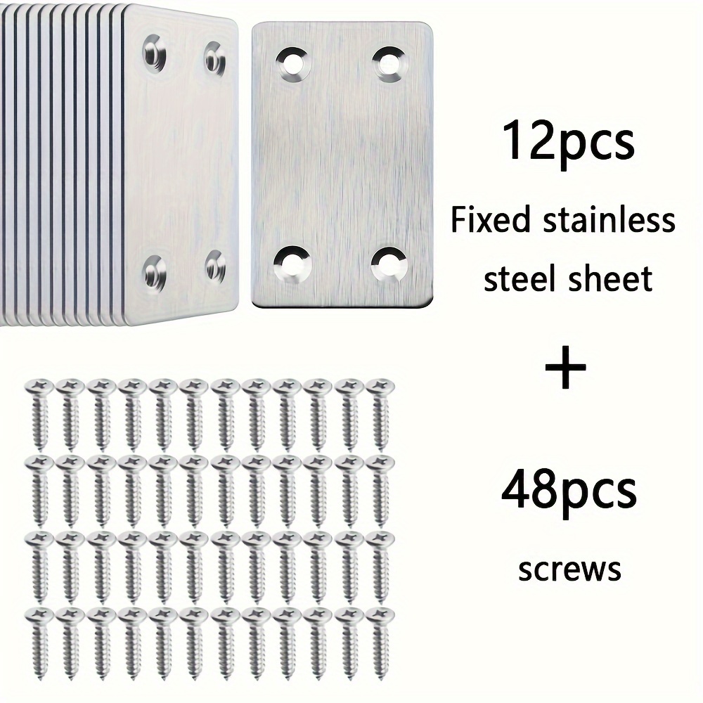 TEMU 60pcs Stainless Steel Straight Brackets - Durable Metal Support For , Wood Shelves & Cabinets