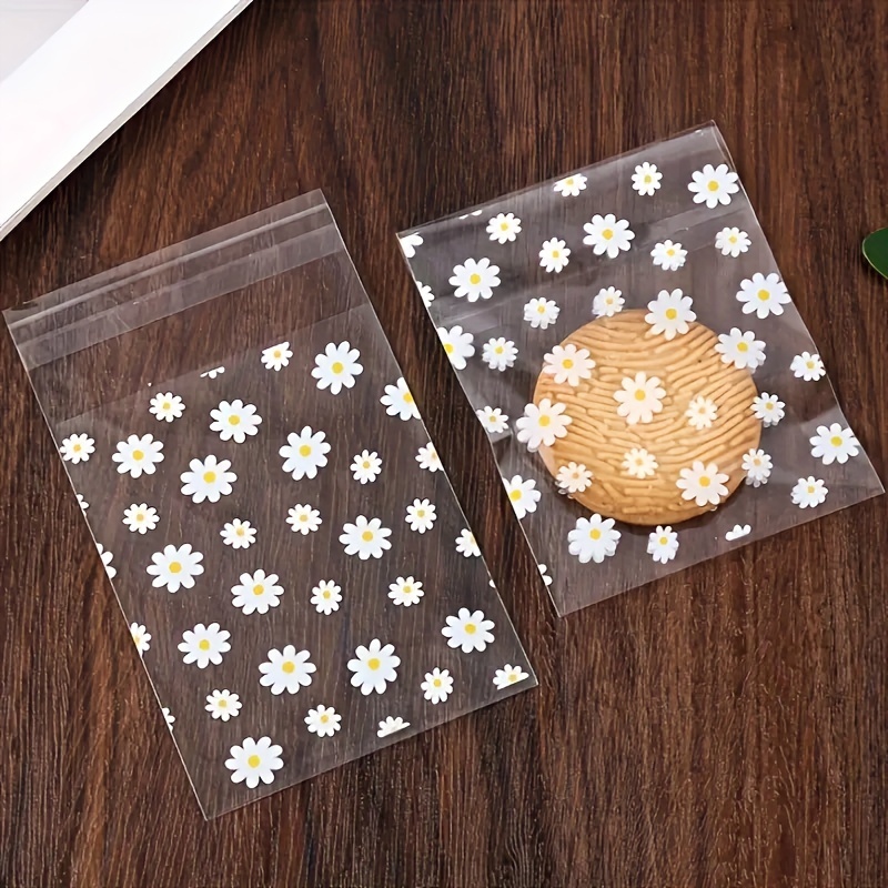 

100pcs Cute Daisy Print Self-sealing Bags - Parties, Holidays & Promotions - Ideal For Halloween & Christmas Gifts