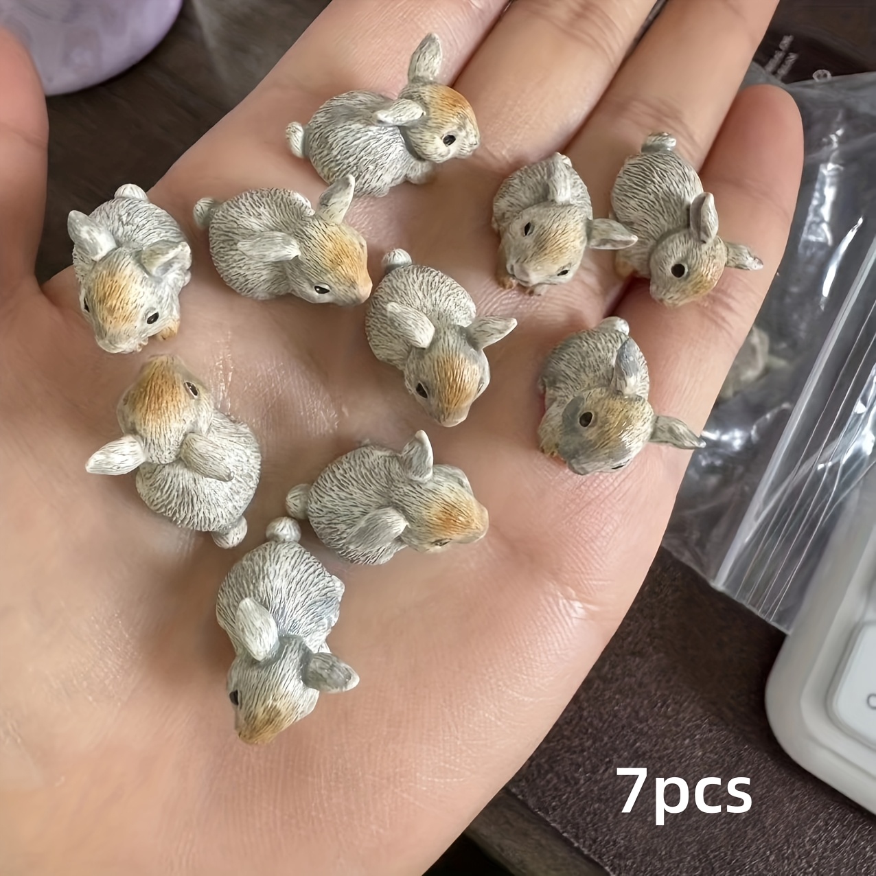 7pcs Farm Scene With , Thatched Hut, And Rabbit, Dollhouse Micro-landscape Model Accessories, Colors Random