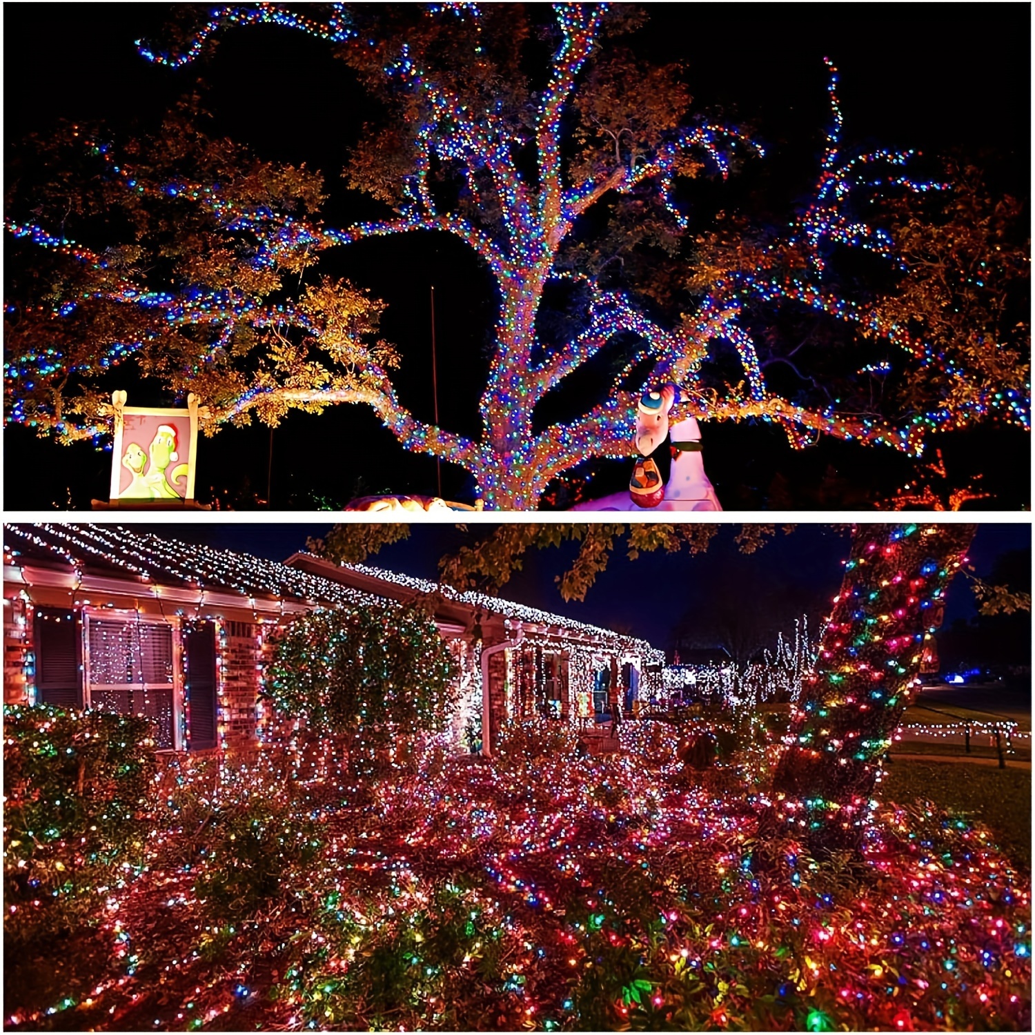 Solar String Lights - 8-Mode Outdoor Solar-Powered Christmas Tree Lights with Built-in Battery, Remote Control & Light Sensor, Durable Plastic, Courtyard, House Party, Wedding, Halloween & Christmas Decorations, Solar Christmas Lights