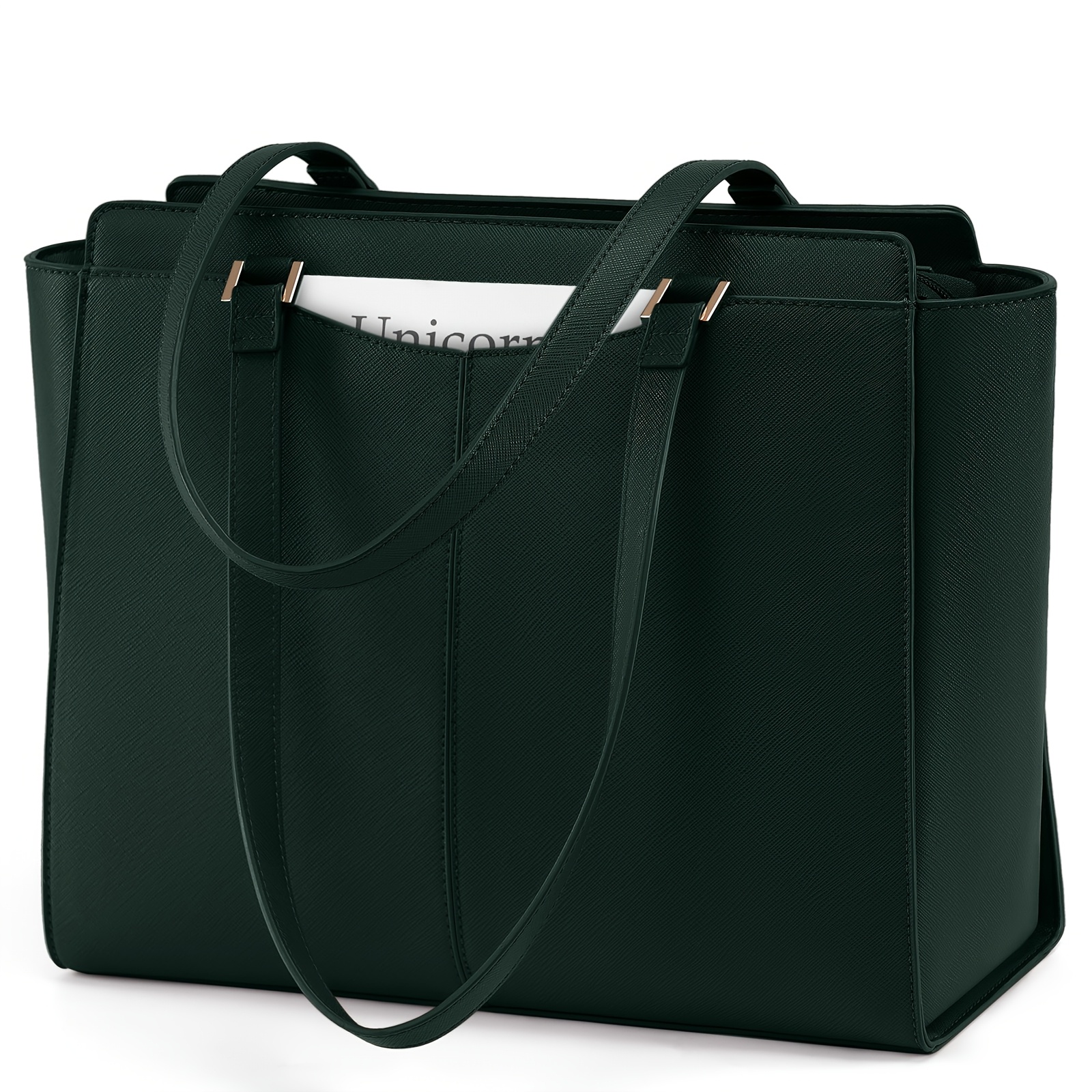 Image of Rainsmore Laptop Bag For Women 14 Inch Pu Handbag For Work Shoulder Bag For And School, Black, M