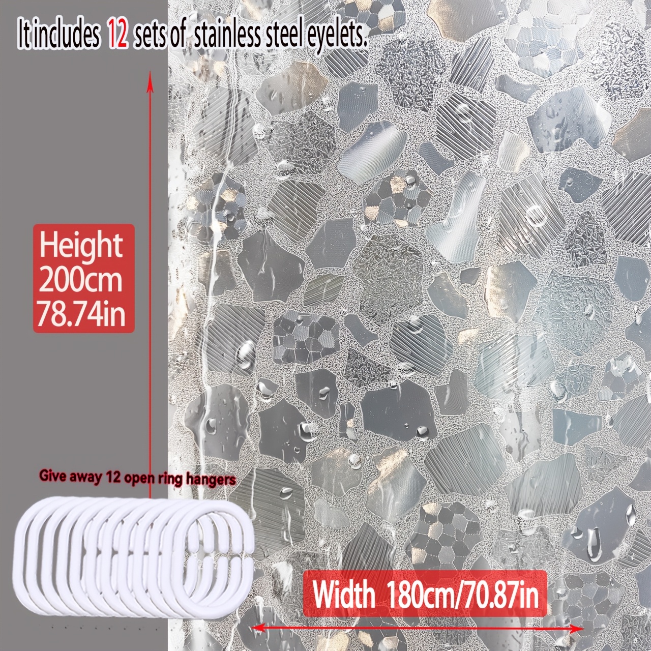 TEMU Pebble Pattern Shower Curtain, Small Bathroom Shower Curtain, Wet And Dry Partition Curtain, Adds A Beauty To Your Bathroom