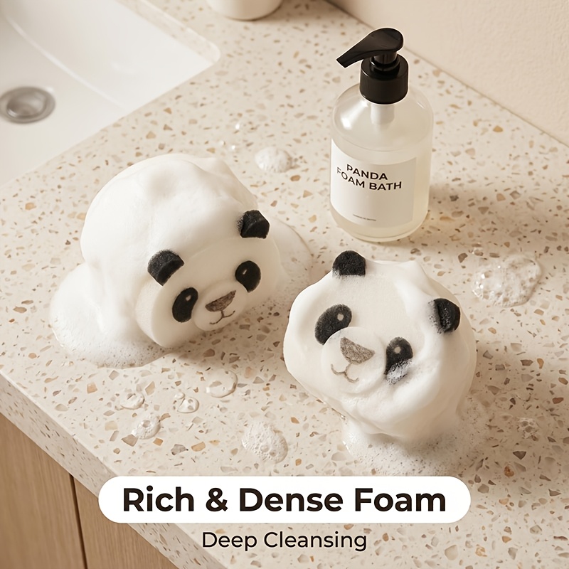 Ins-Style Panda Bath Sponge, Soft Exfoliating Cleaning Puff