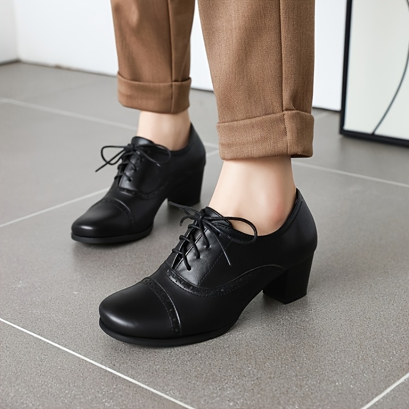 Women’s Chunky Lace Up Vintage Oxfords Dress Pumps