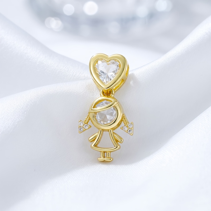 Women's Copper Heart Pendant with 18K Gold Plating & Zircon