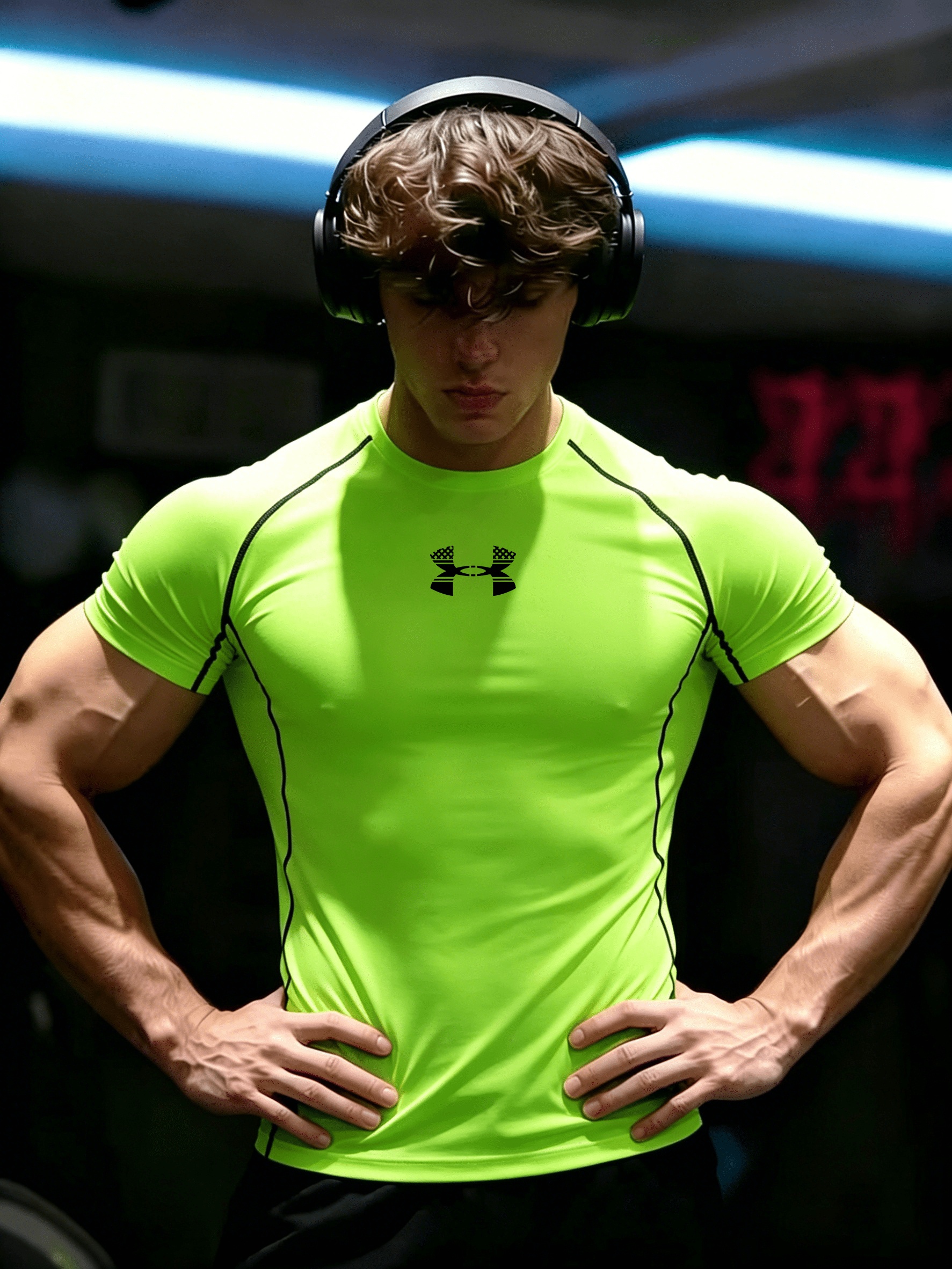 mens athletic fit quick dry t   breathable fabric high   compression   sleeve tee suitable for outdoor activities cycling running and   training   deformed h letter fitness training apparel