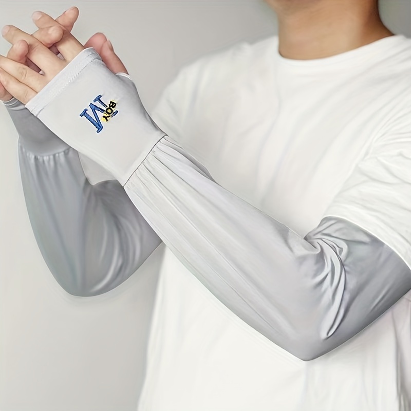 

1 Pair Summer Sun Protection Sleeves, Breathable Ice Silk Arm Covers, Extra Wide & Large For Driving & Cycling