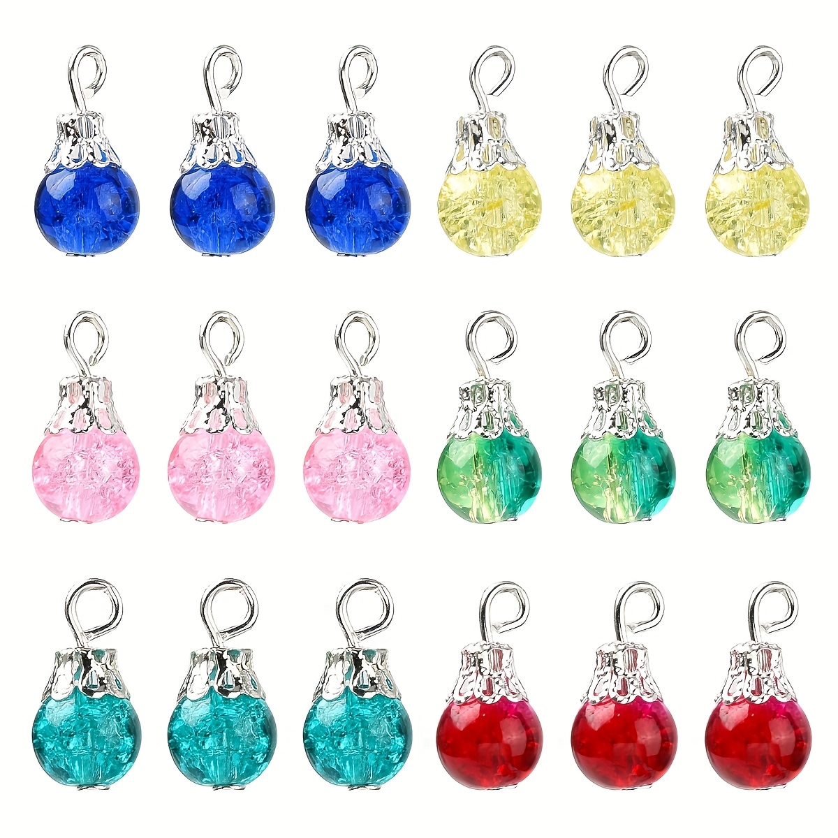 E-shop 48 Blumige Glasperlen-Anhänger für Schmuckverzierungen, geeignet zum Herstellen von Ohrringen, Armbändern und Halsketten