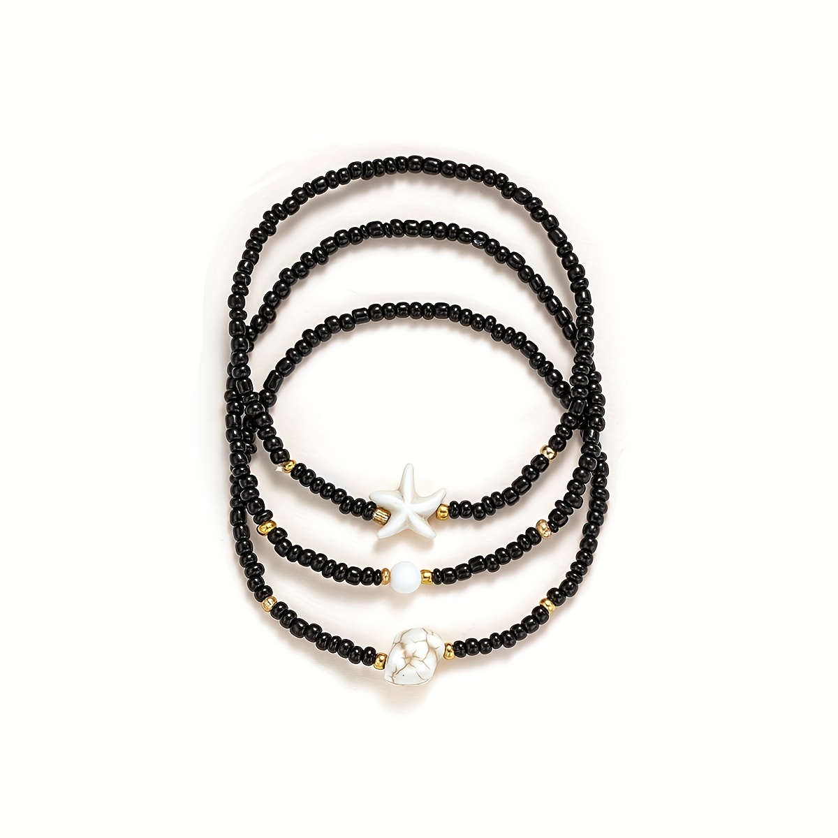 Retro Multi-layered Beach Anklet with Starfish Shell Stone Beads