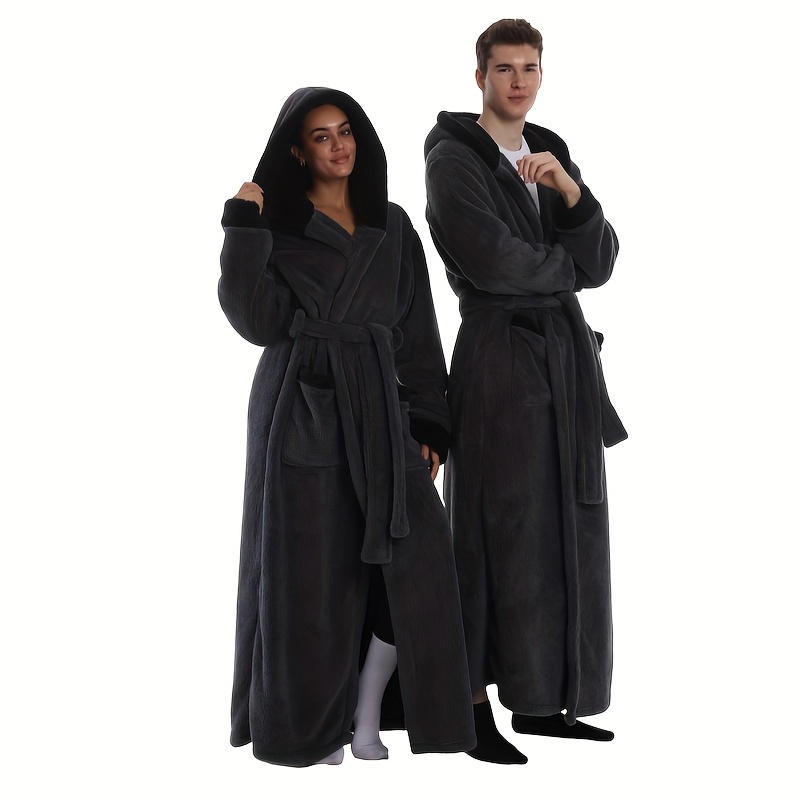 1 stuks Extra Lange Badjas - Dikke Winter Badjas met Capuchon, Pluche Fleece-achtige Textuur, Elegante Badjas voor Thuis & Reizen voor Vrouwen/Mannen, Rood-Paars/Roze/ - Knus, Wasdoekjes