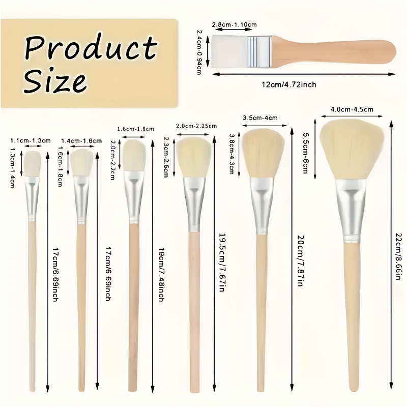 Image of 7pcs Multi-functional Goat Hair Paint Brush Set - Mop Brushes For Acrylic Painting - Mixing Brushes For Acrylic Watercolor Oil Painting