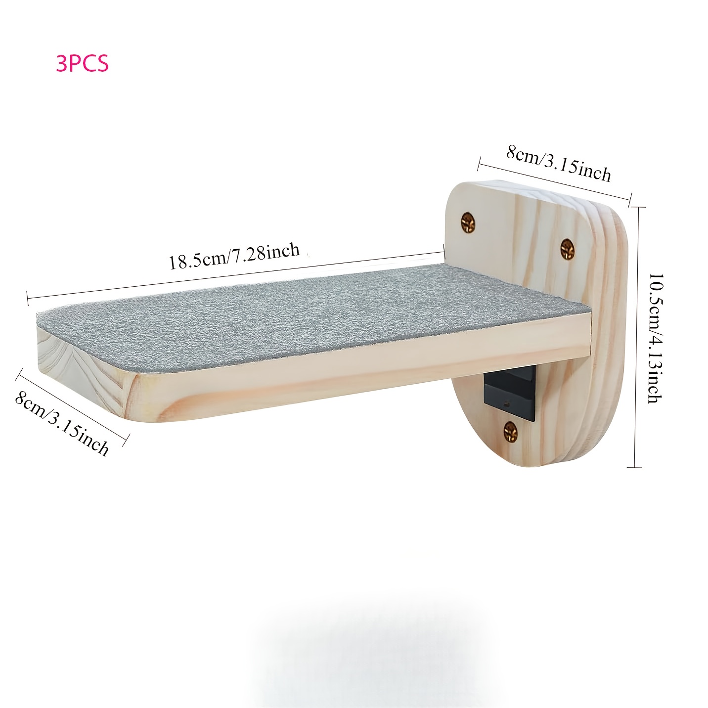Image of 3pcs Wooden Cat Wall-mounted Floating Steps Ladder Set - Wall-mounted Wooden Cat Furniture Climbing Shelf And Perch