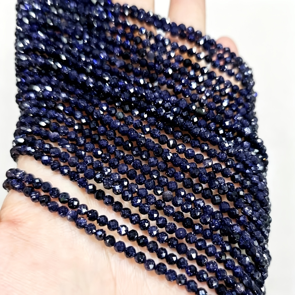 TEMU Natural Stone Carved Blue Sandstone Shiny Small Loose Beads, Suitable For Jewelry Making, Exquisite Bracelets, Necklaces, Earrings, Unisex Gift,