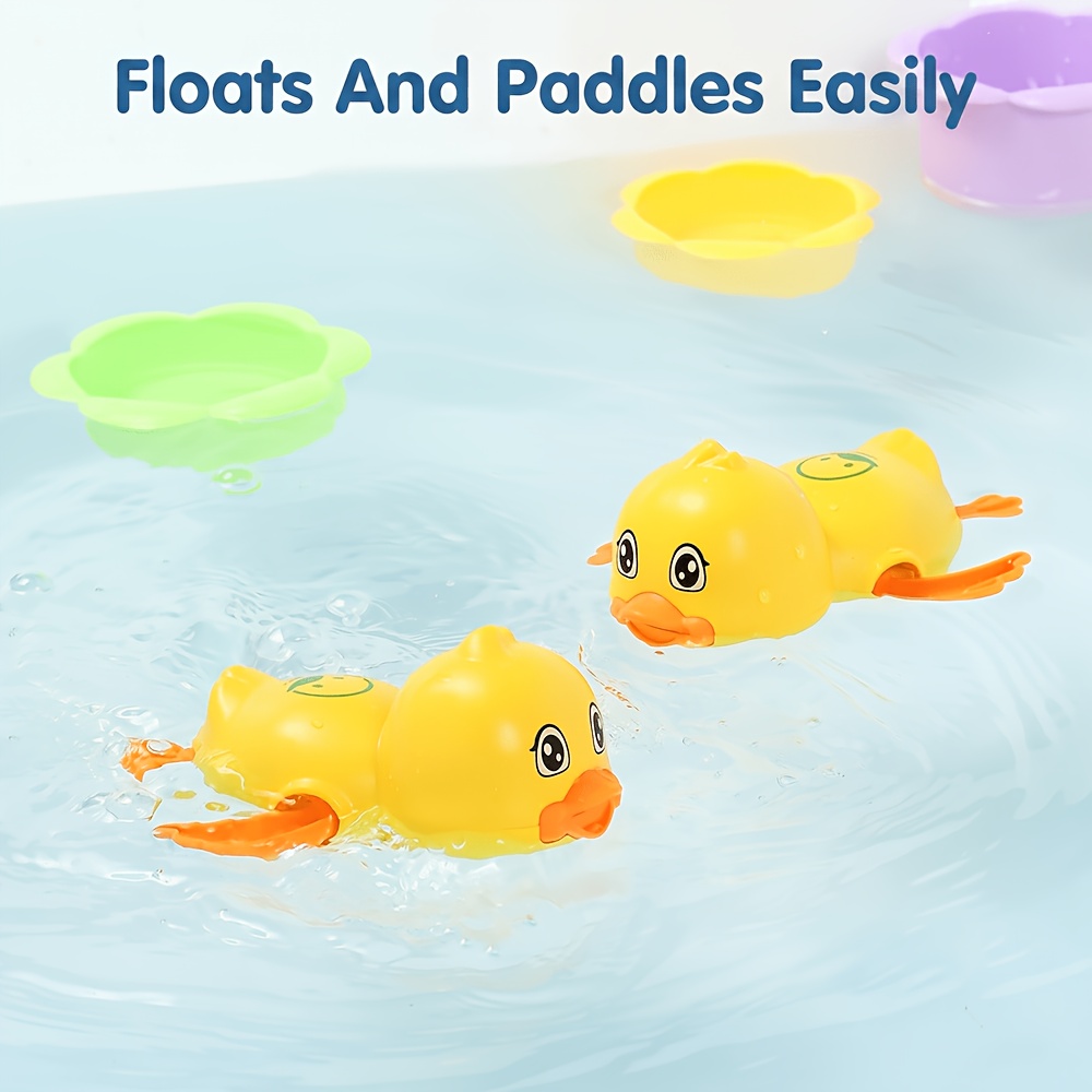 2pcs Cute Yellow Duck Bath Toy Wind-Up Clockwork