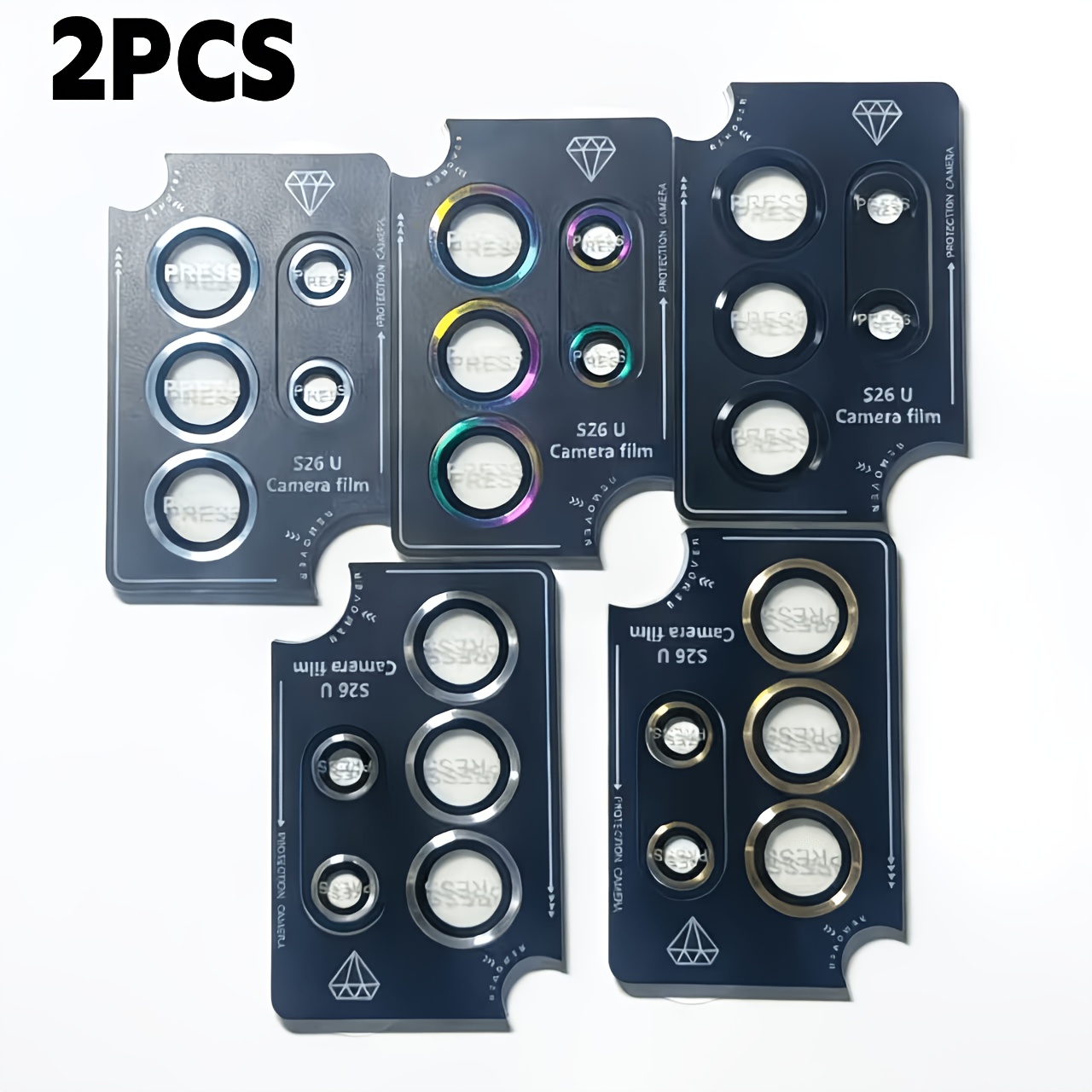 Set 2 kosov, primeren za Samsung Galaxy S25 Ultra/S6 Ultra/S6/S25/824/S23/S22 Ultra FE Plus, kovinski okrogli film za zaščito leč, visoka
