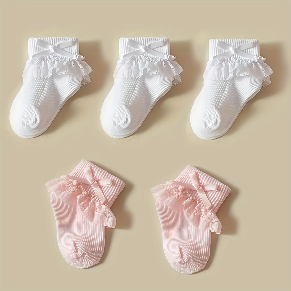 5 paar zachte en elastische babysokjes voor meisjes