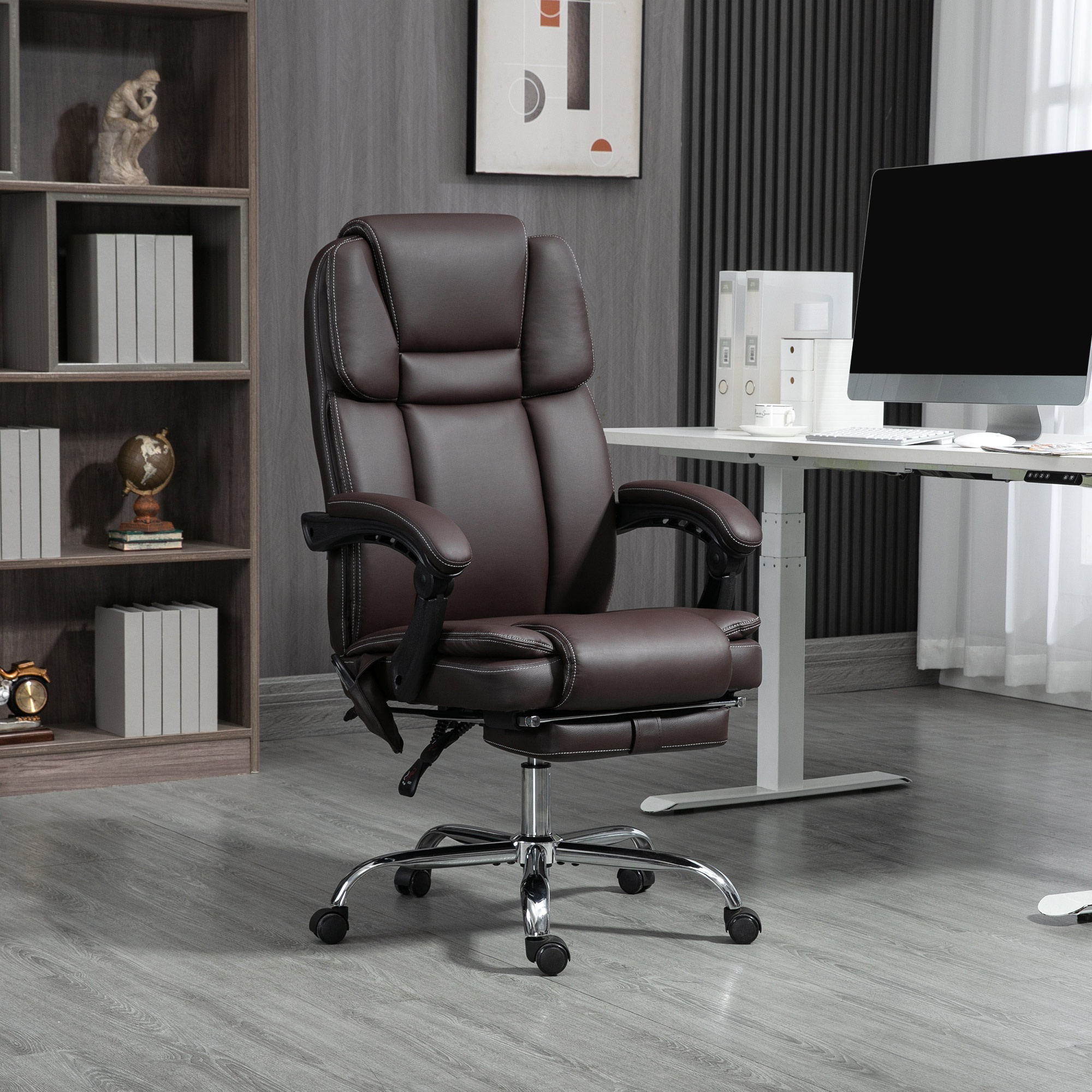 TEMU Vinsetto Vibration Massage Office Chair, Executive Office Chair, Dark Brown, Ergonomic Office Chair, Office Chair With Lumbar Support, Office