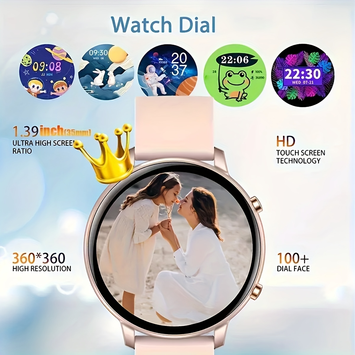 Upgraded Smart Watch (Answer/Make Calls), 3.53 cm Display Smart Watch for Women Men, with Wireless Call/Receive Messages, Alarm Clock, Music Playback, Support Multiple Sports Modes, Step Calorie Counter for iPhone And Android Phone Watch
