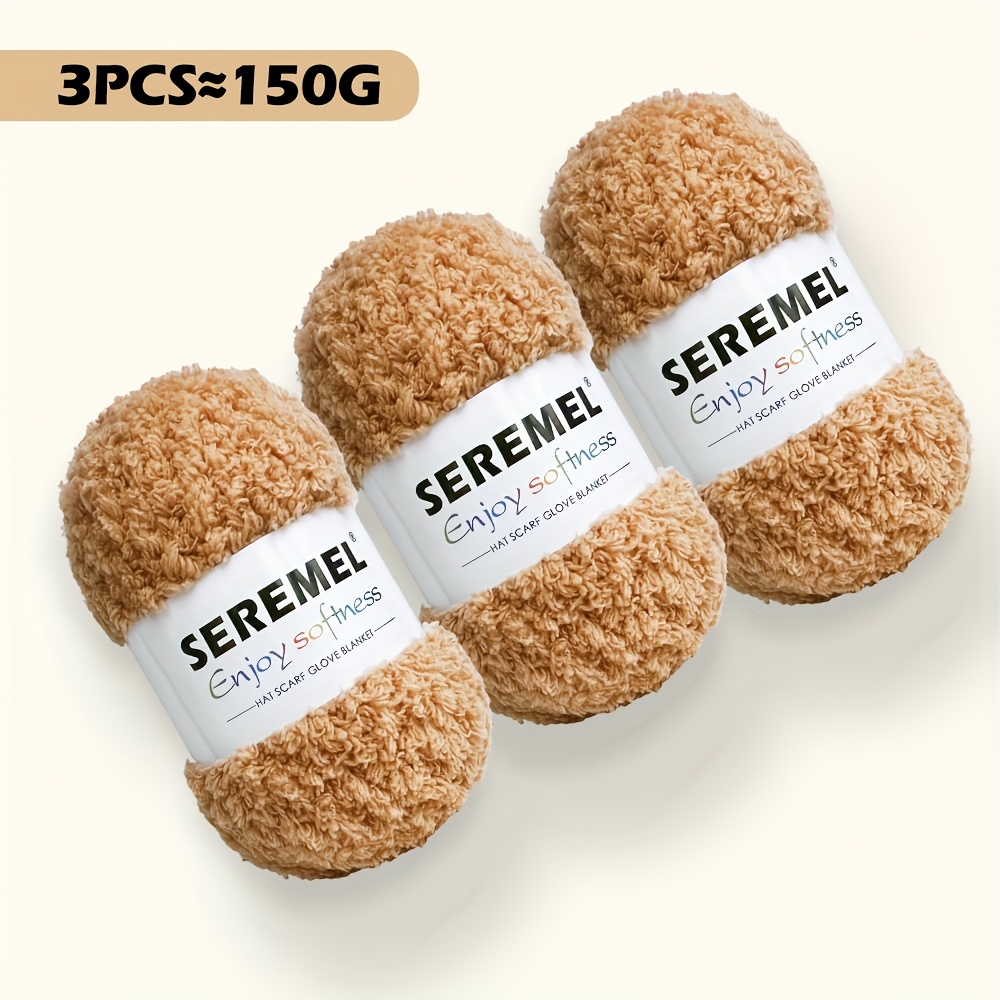 150g Coral Fleece Knitted Three-piece Set - Soft Yarn, Options For Crochet Diy Materials: Scarf, Blanket, Hat & Carpet Doll Making