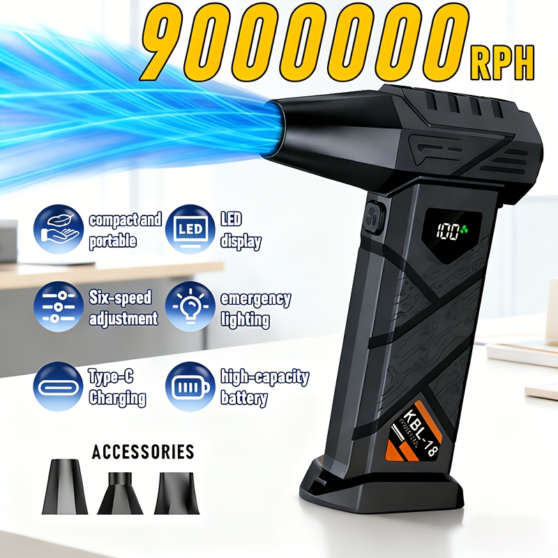 E-shop KBL-18 Hochleistungs-Handdruckluftbläser, Turbo-Jet-Reinigungslüfter, Zweifach-Bläser für Auto- Haushaltsreinigung für alle Jahreszeiten,