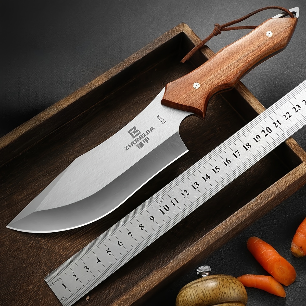 

High Hardness Kitchen Cleaver, Fixed Blade, With Sheath, Suitable For Family, Camping, Cutting Knife