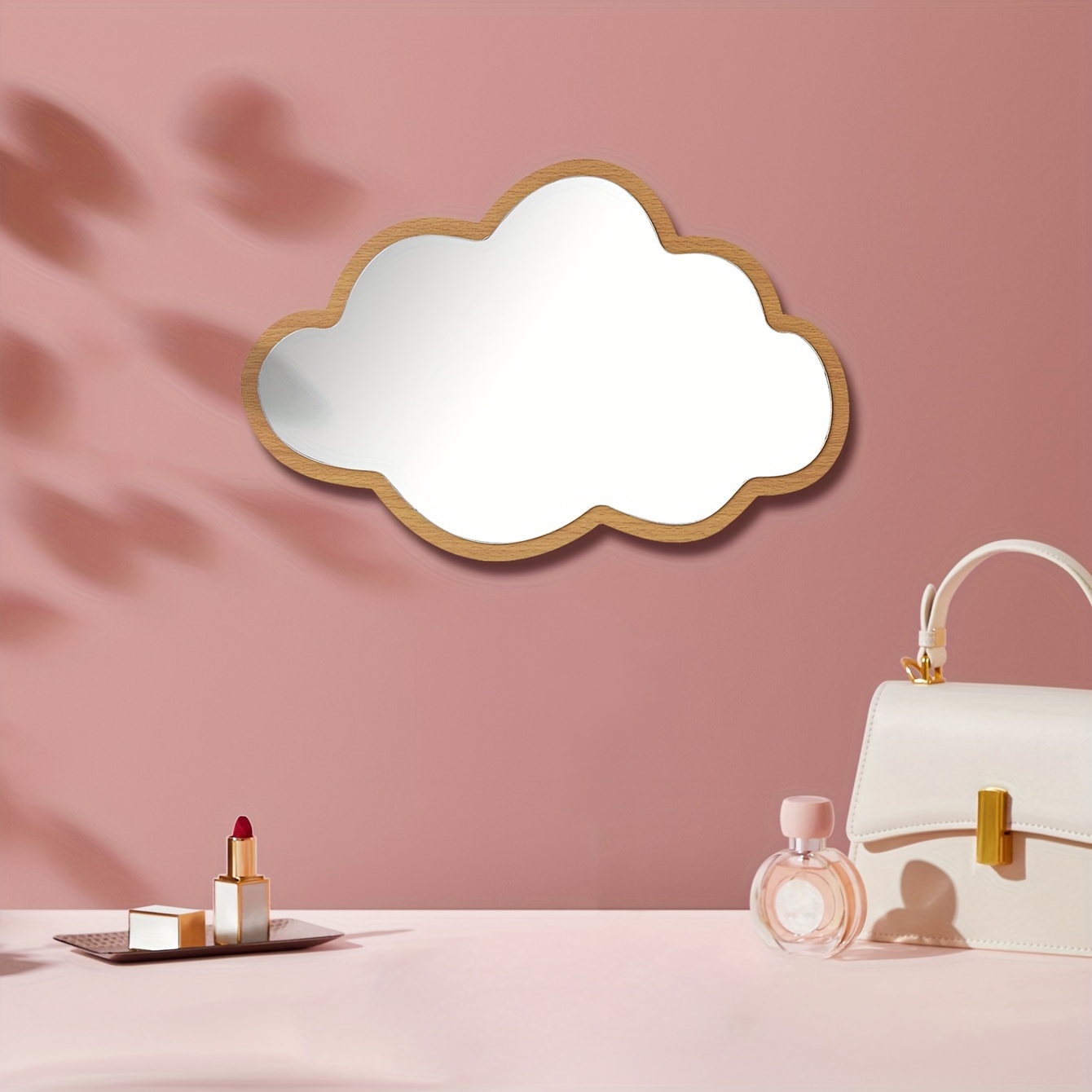 

1pc Cloud-shaped Acrylic Mirror, Cartoon Style Decorative Wall Mount Mirror For Children, Kindergarten Decor In 3 Colors, Dense Board Frame