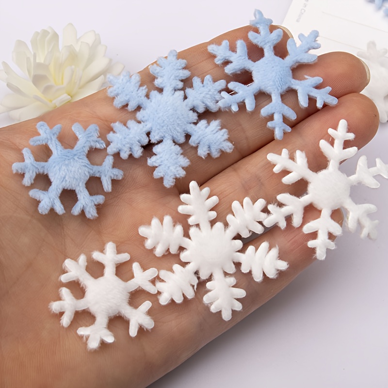 Image of 30pcs/bag Double-sided Snowflake Scrapbooking Decals And Fabric Patches For Diy Christmas Headwear, Clothing & Shoe Hat Embellishments