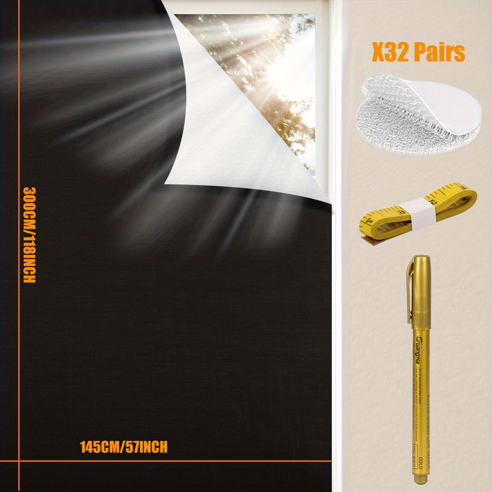 Temu – TEMU Portable Blackout Curtains,blackout Curtains, No Drilling Required Cut To Any Size For Bedrooms, Travel, Office