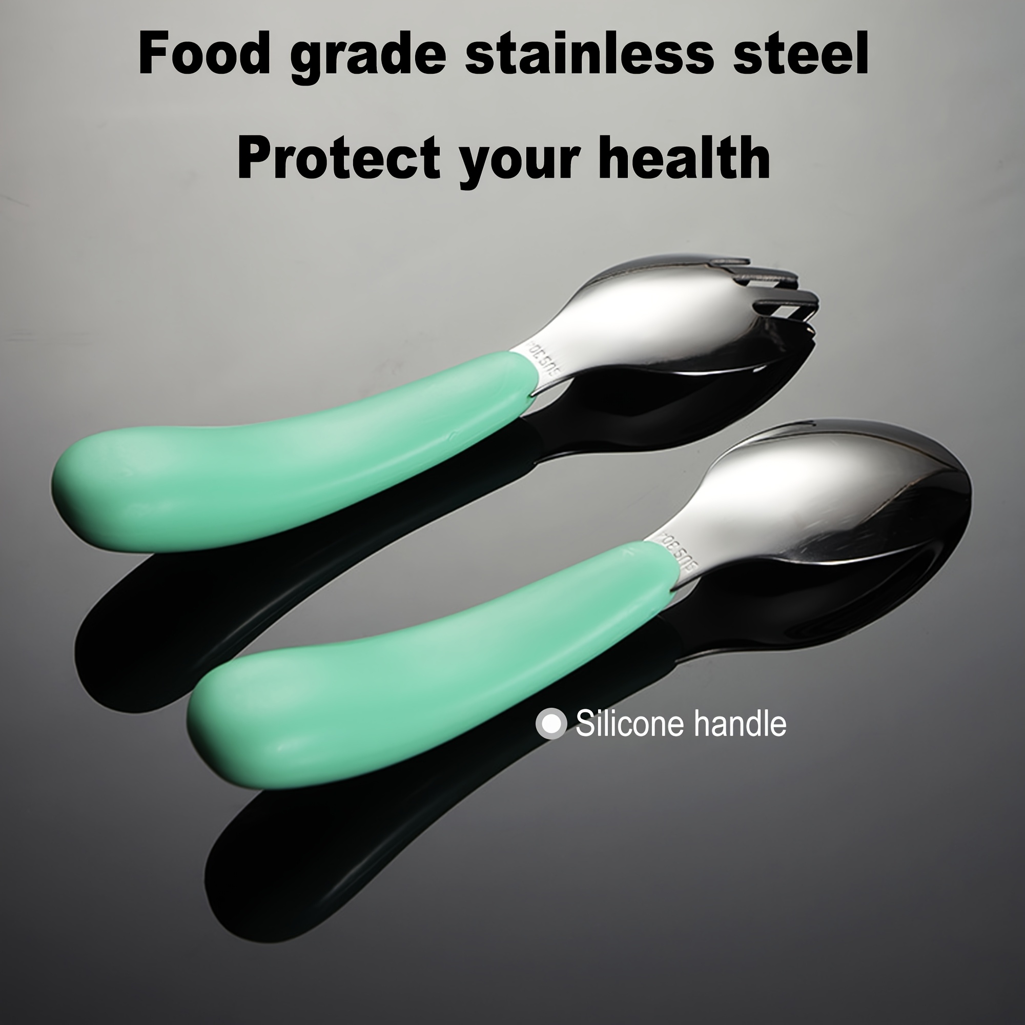 2pcs customizable stainless steel cutlery set personalized engraved name food grade silicone handles perfect birthday gift for   versatile for   picnics Product details 5