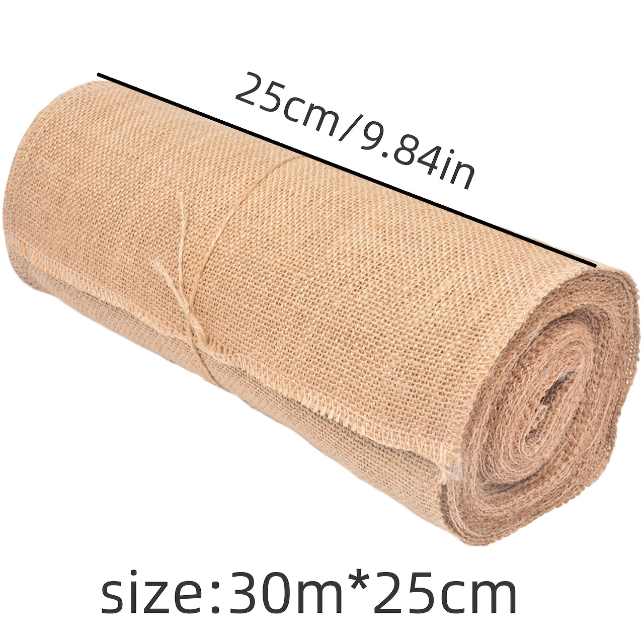 30/15 Meter Long 25cm Wide Natural Burlap Fabric Ribbon - Hessian Lace Gift Wrapping Christmas Vintage Wedding Table Runner, Beige Coarse Burlap Roll for Plant Tree Protection, DIY Crafts, Christmas Tablecloth and Chair Curtains, Rustic Burlap Material. High-Quality Material for Home Decor and Party Supplies. Burlap Twine Ribbon   Gift Wrapping, Weddings, and Party Decorations