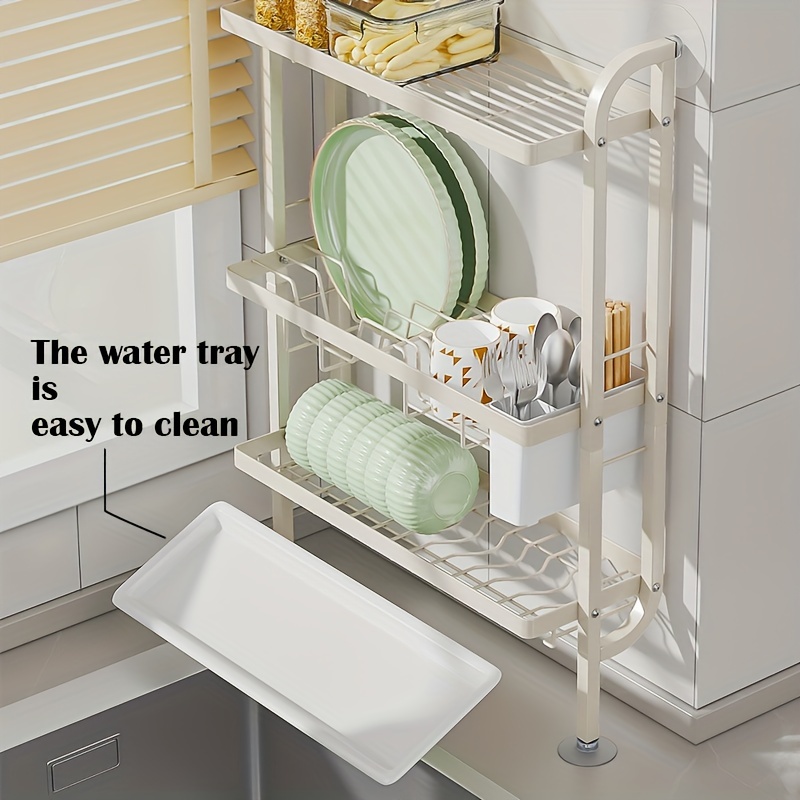 metal dish rack tier wall mounted kitchen shelf easy clean