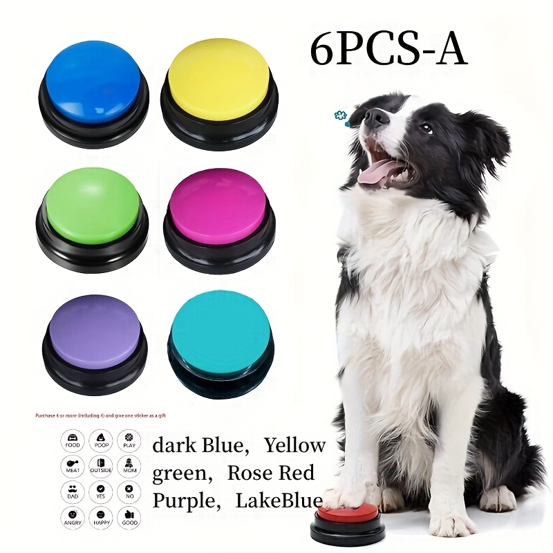 TEMU 6pcs Funny Dog Toys Recordable Pet Toys Travel Talking Pet Starters Pet Speaking Buttons Portable Supplies Communication Dog