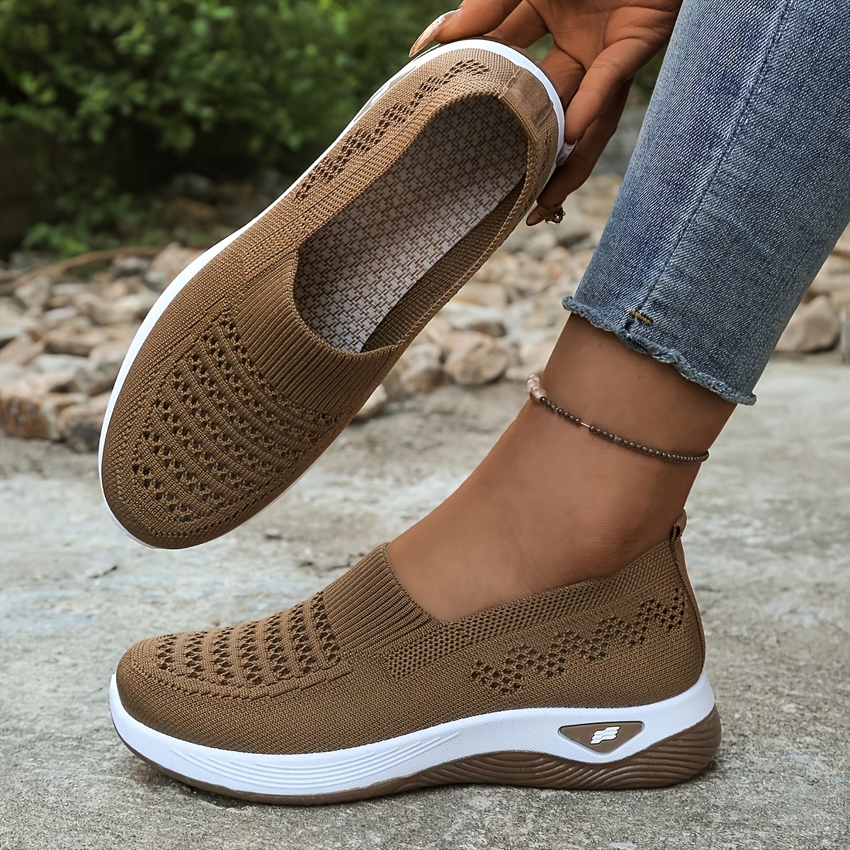 TEMU New Arrival Casual Sneakers For Spring, Design, Women's Casual Shoes, Women's Loafers, Breathable Mesh Upper, Stylish Look, Matching,