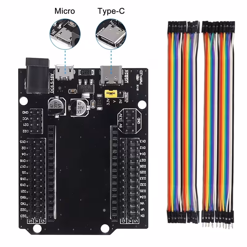 1/2/4 ערכות לוח פיתוח esp32 עם ממשק usb כפול, לוח פיתוח esp32 esp-32s 30 עם ממשק type-c ו-micro usb כפול, לוח הרחבה ל-esp32 פרטי מוצר 4