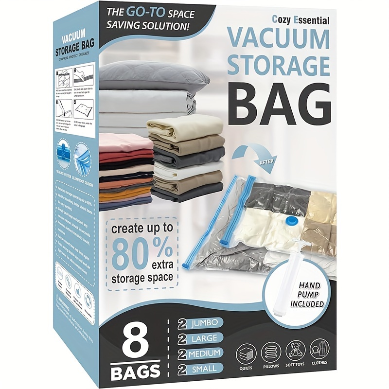 

Spacesaver Vacuum Storage Bags Save 85% On Storage Space - Storage Bags Vacuum Sealed For Comforters, Blankets, Bedding, Clothing - Travel Vacuum Bags With Pump
