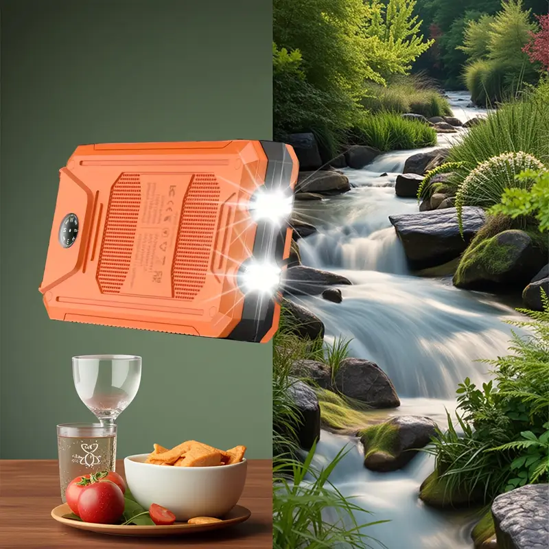 1pc 20000mah portable solar mobile power with external battery charger and powerful led light 2 usb charging ports for outdoor camping hiking and emergency power bank portable portable power bank solar power bank battery power bank Product details 2