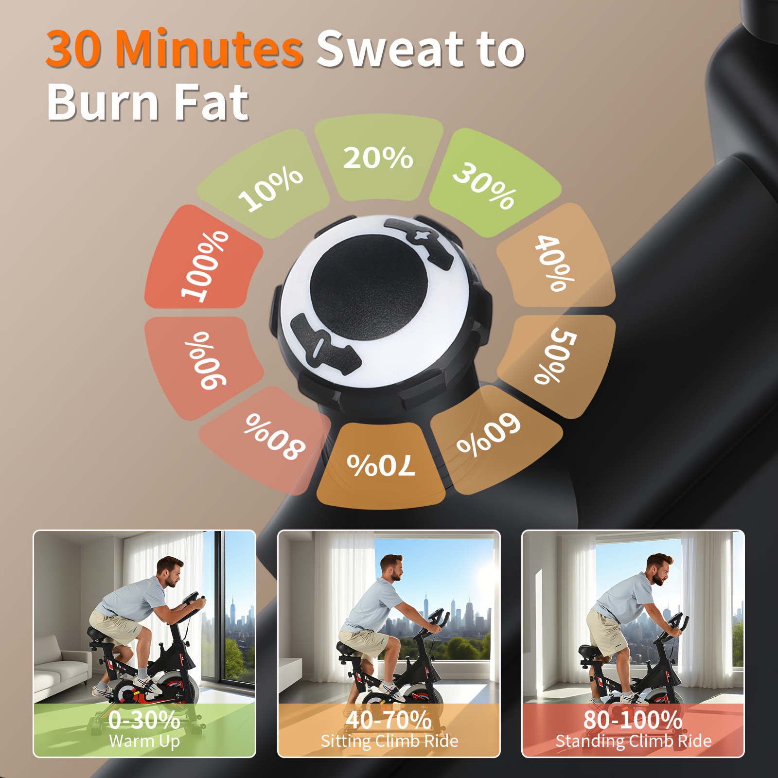   indoor exercise bike silent bike trainer with lcd adjustable   and heart rate monitor exercise bike with stand and water bottle holder 6 speed adjustable handlebars and seat 150 kg weight capacity home exercise bike indoor bike without battery details 2