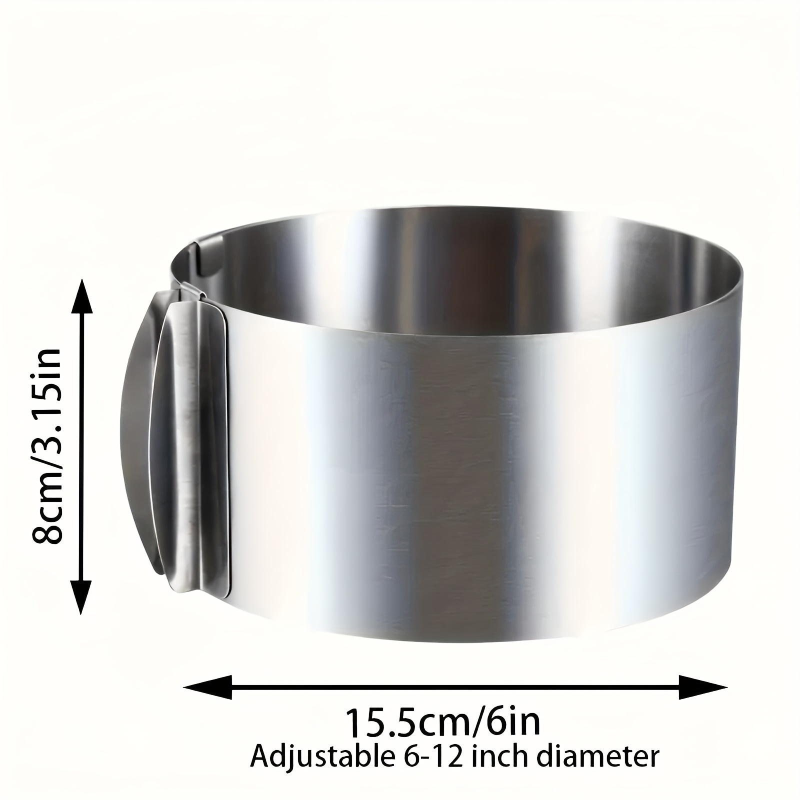 Image of 6-12in/15~30cm Stainless Steel Cake Mold, Used For Size Cake Ring, Stainless Steel Telescopic Cake Mold, Height 8cm, Used Chiffon Cake Mold, Round Baking Mold, Cake Edge Mold