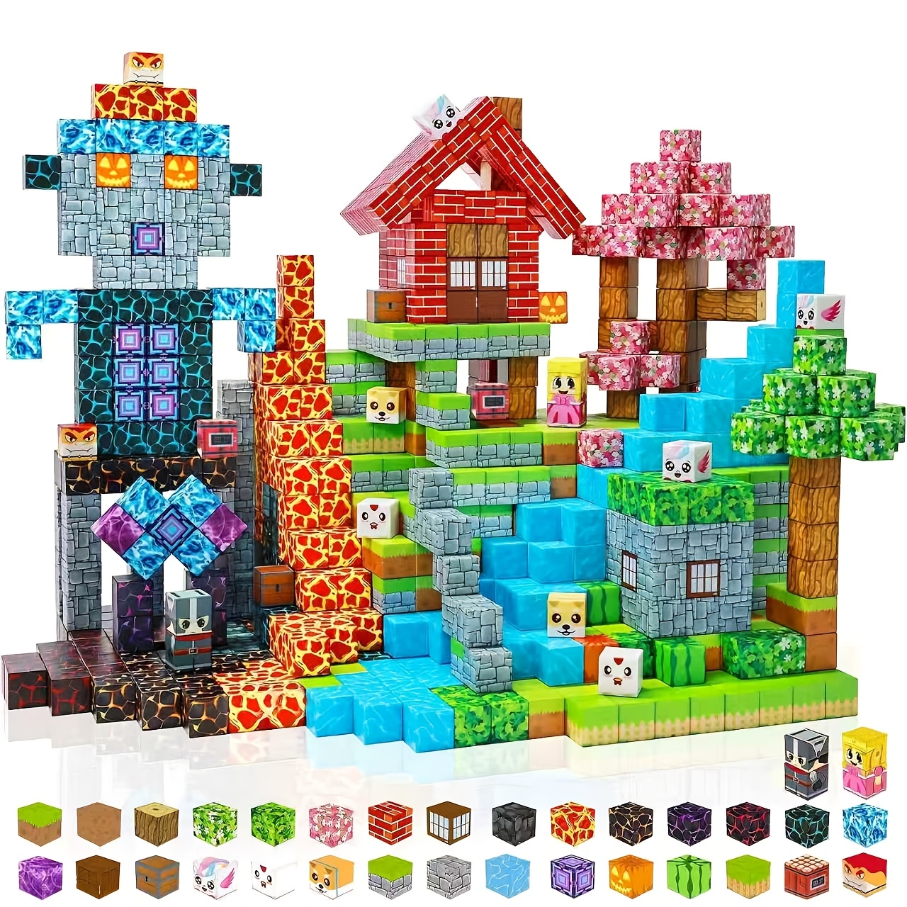 150pcs Magnetic Construction Blocks for 3D World Stacking Toy