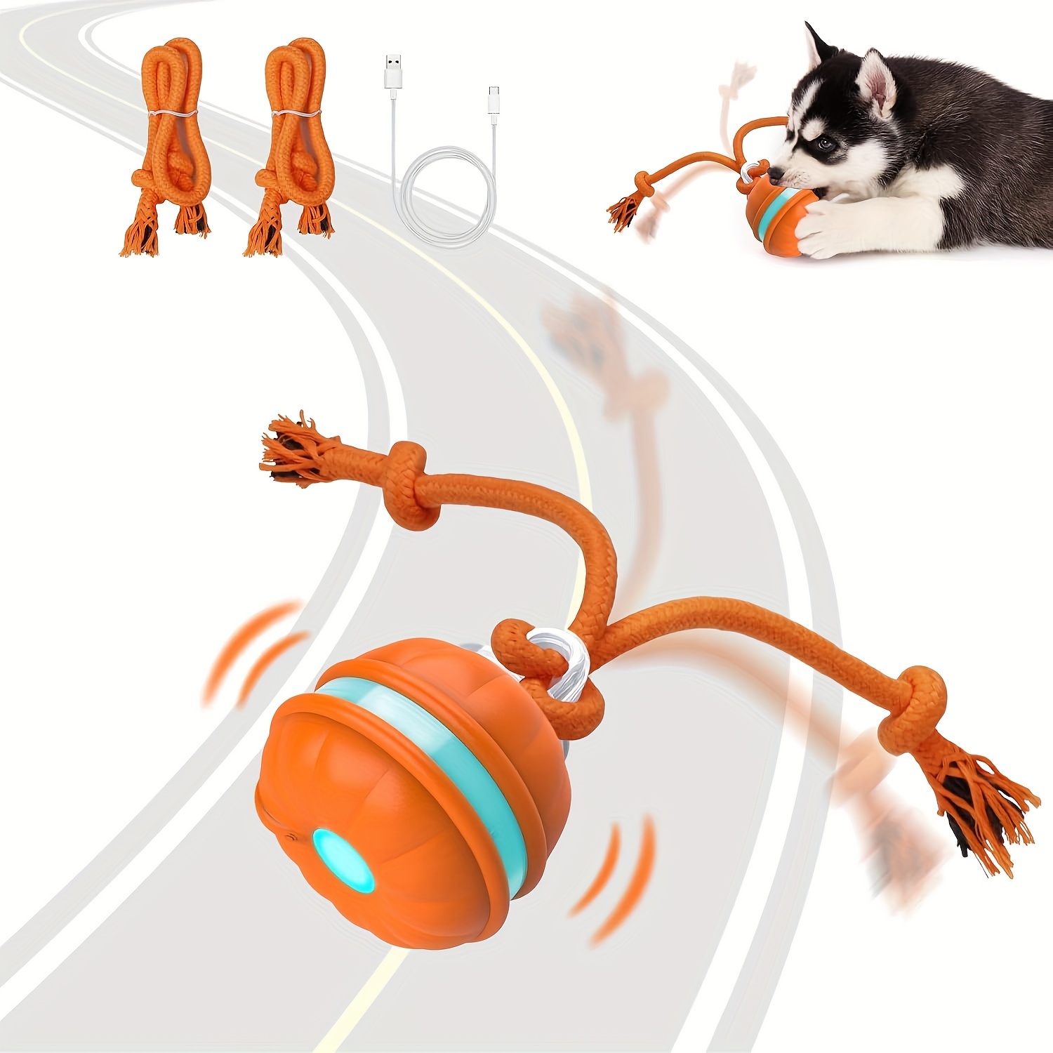 TEMU Dog Interactive Toys Dog Ball, Motion Rolling Ball For Puppy/small Dogs, Automatic Moving Dog Toy, Usb Rechargeable