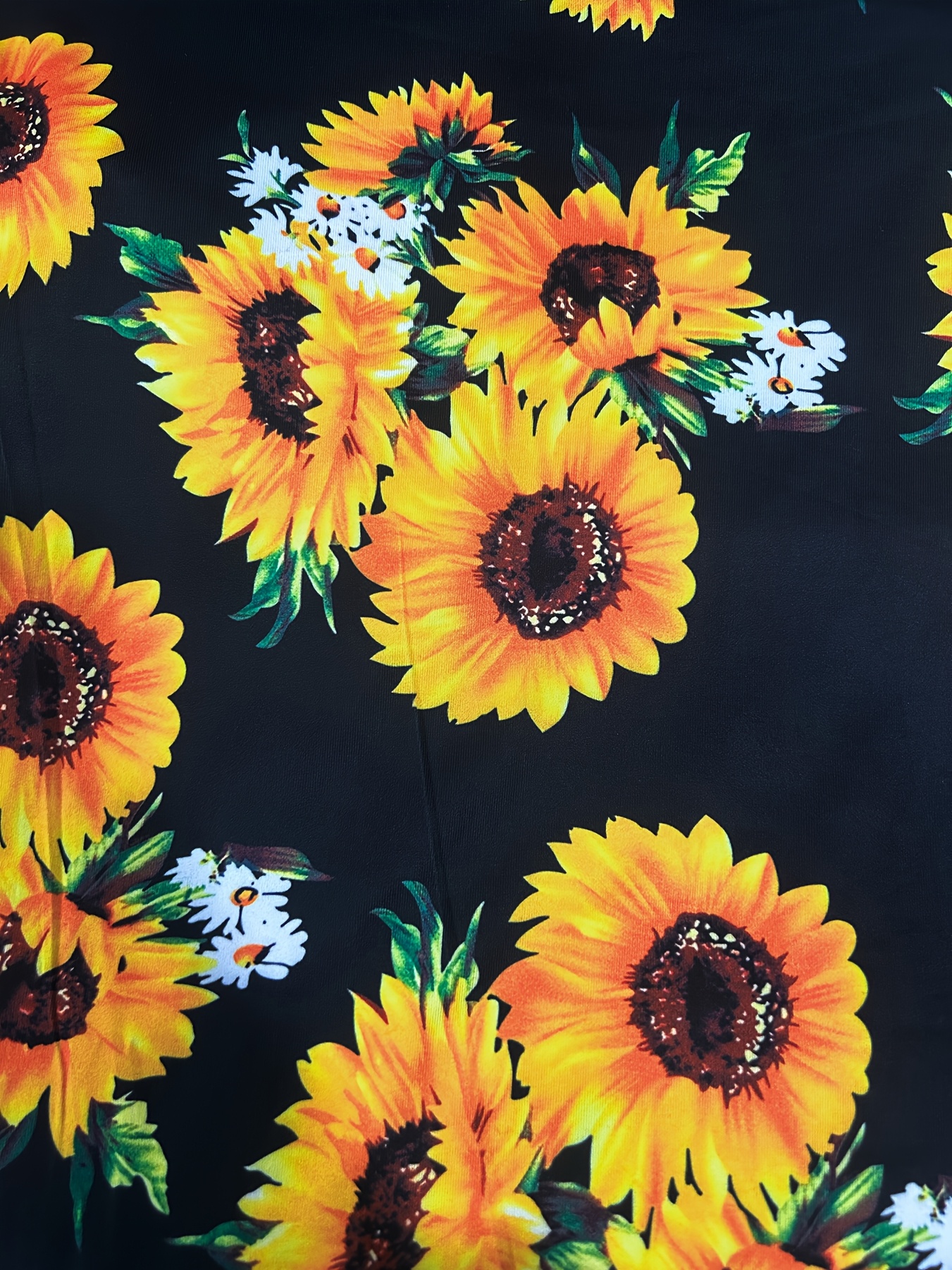 womens elegant sunflower print midi dress polyester 95 - Temu