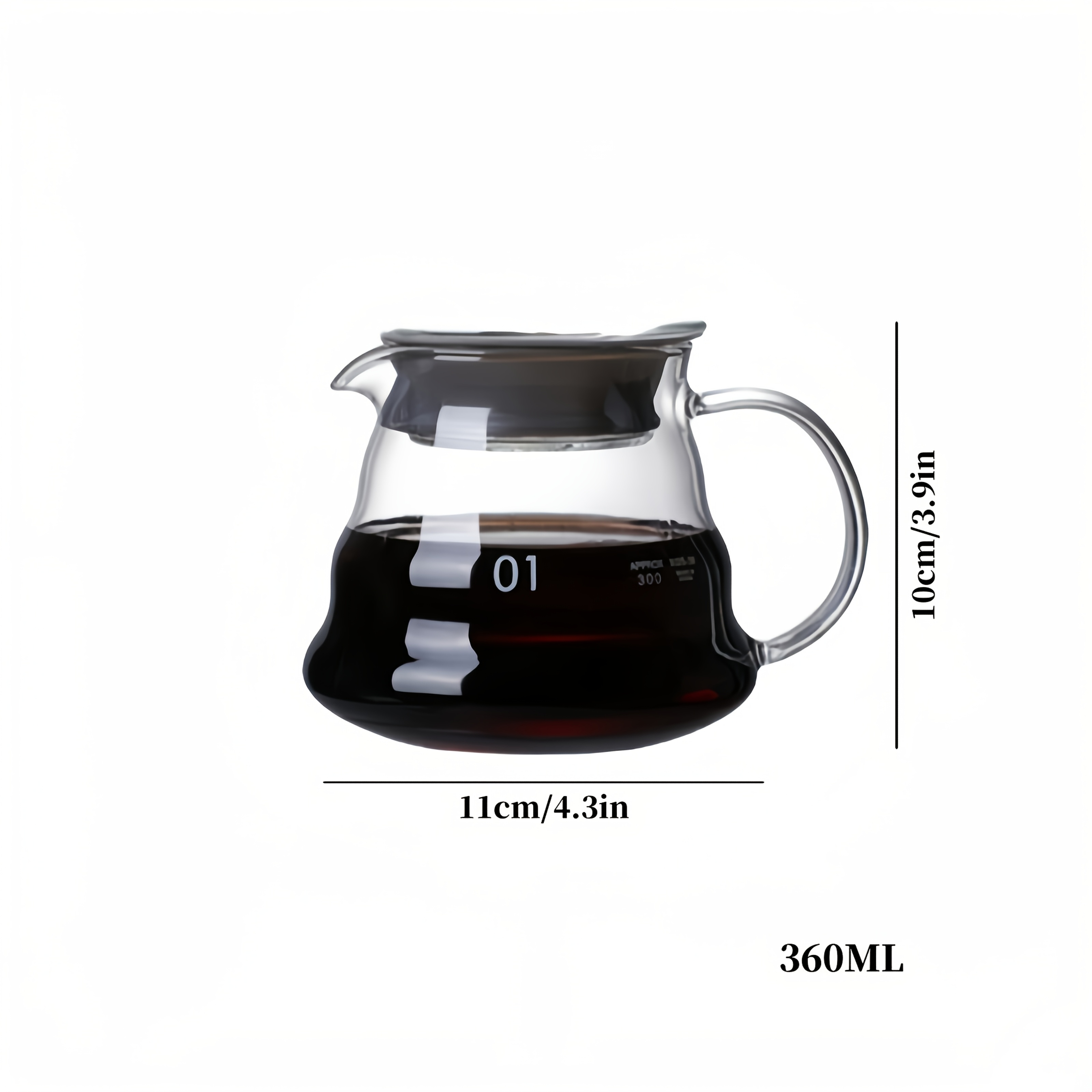 TEMU Caffettiera a da 1 pezzo in vetro ad borosilicato resistente al calore, tipo caffettiera a nuvola per caff癡 pour-over, caffettiera domestica a