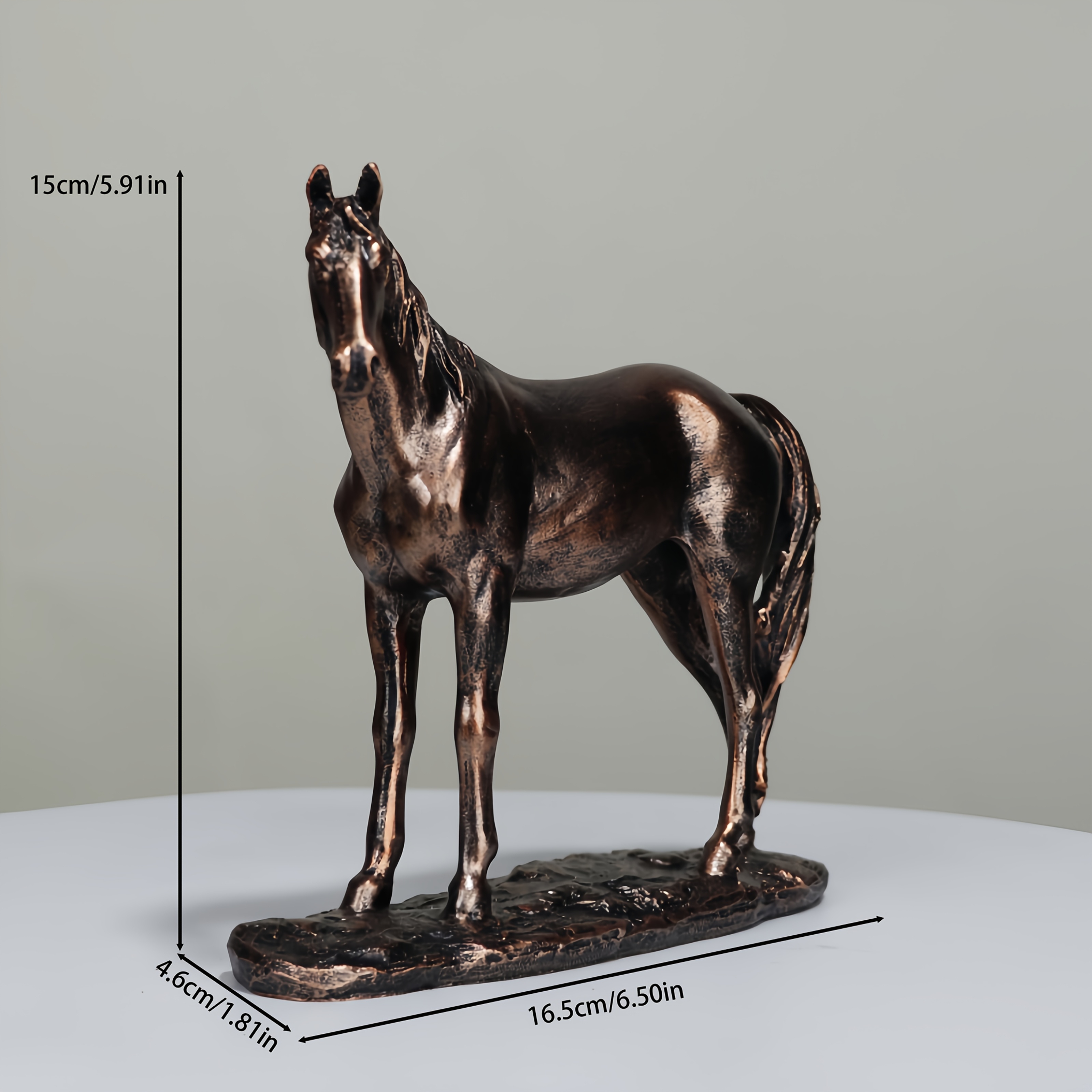 TEMU 1pc Bronze-colored Horse Sculpture Ornament, Resin Ornament, Home Decor Ornament, Suitable For Office Living Room Decoration, Desktop Decoration