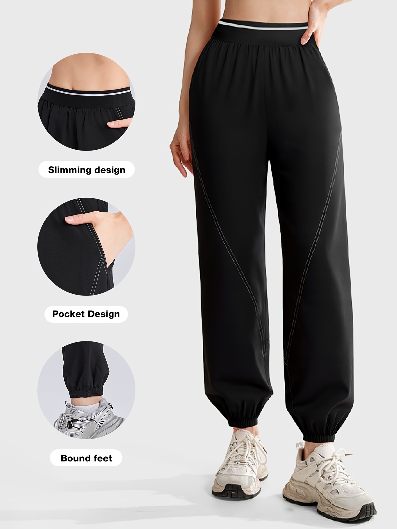 Pantalon Jogging Femme Taille Haute - Sweatpants Baggy En Coton Polaire Pour Sport Et Détente - 5