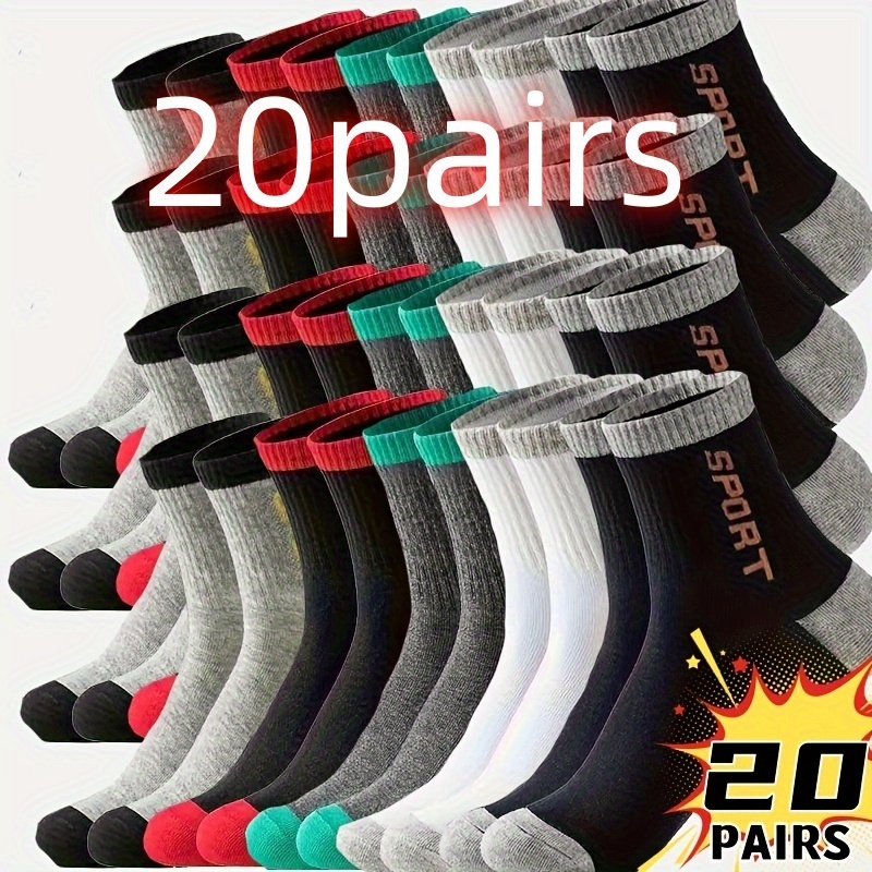 Image of 10/20 Pairs Of Breathable Socks For Men And Women - Moisture-wicking Athletic Socks For , Ideal For Running And Casual Wear, Featuring Reinforced Heel And Toe, Black And Red Minimalist Style