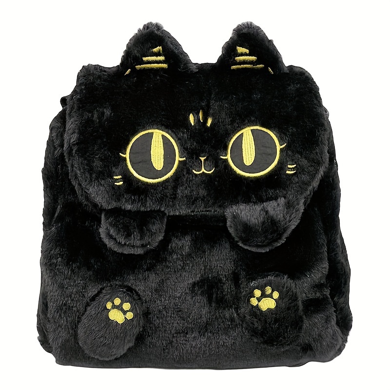 Image of 2024 Cute Cartoon Anderson Cat Embroidered Plush Backpack - Fashionable Crossbody Bag With Zip Closure For Women