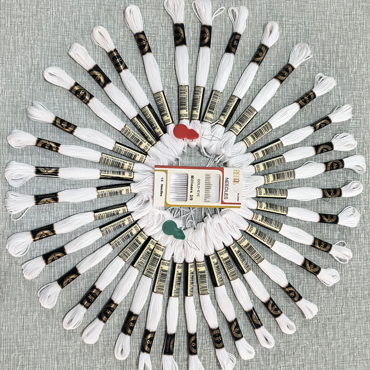 TEMU Ensemble de 53 pièces, 35 paquets de 306 yards de fil à broder, couleur blanche, numéro de couleur B5200, fil à broder de couleur unie , 6 ,