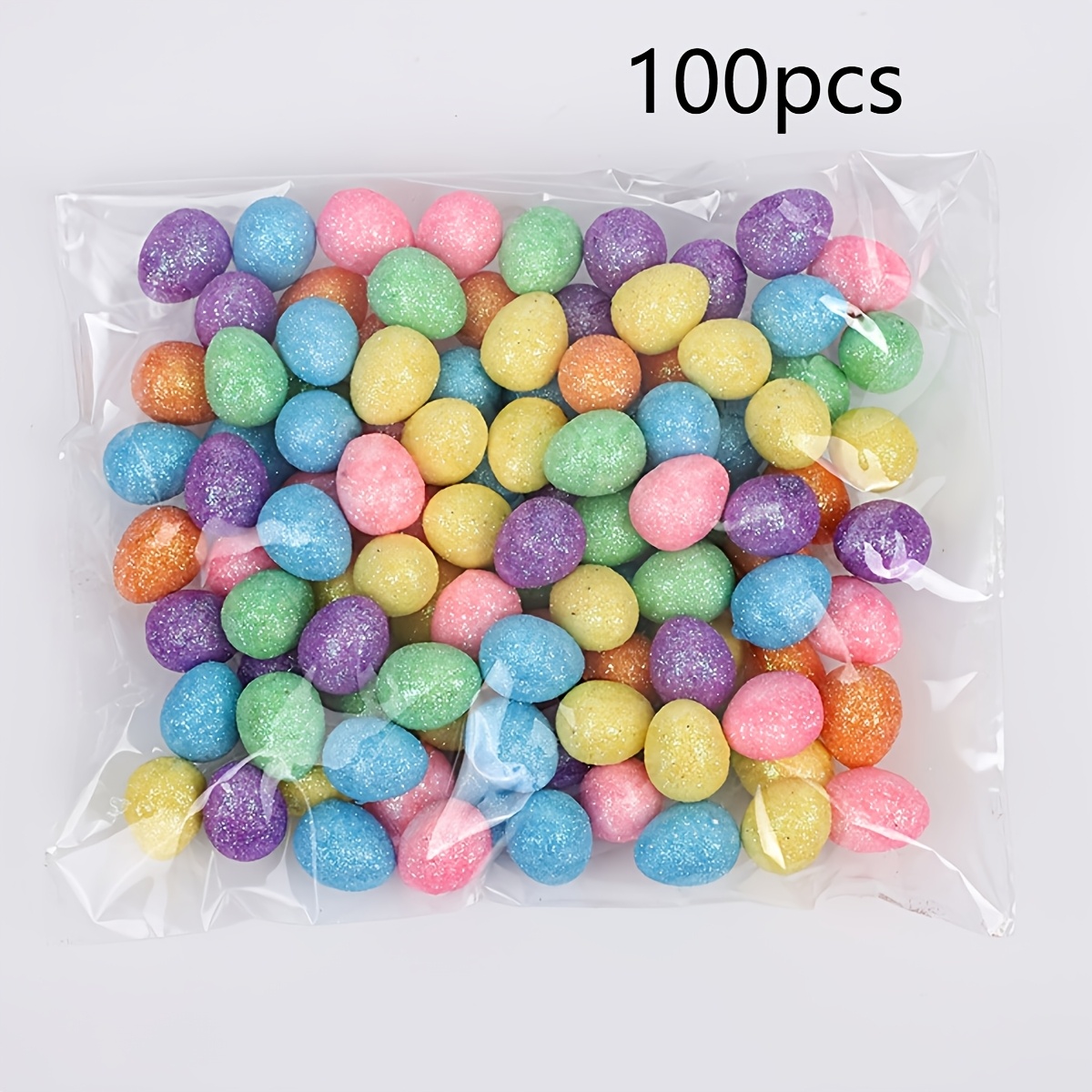 Image of 100pcs Mini Easter Eggs, Shiny Foam Decorative Eggs Bulk, Easter Party Favors Supplies, Colorful Basket Stuffers For Easter Holiday Decoration For School Halloween Christmas
