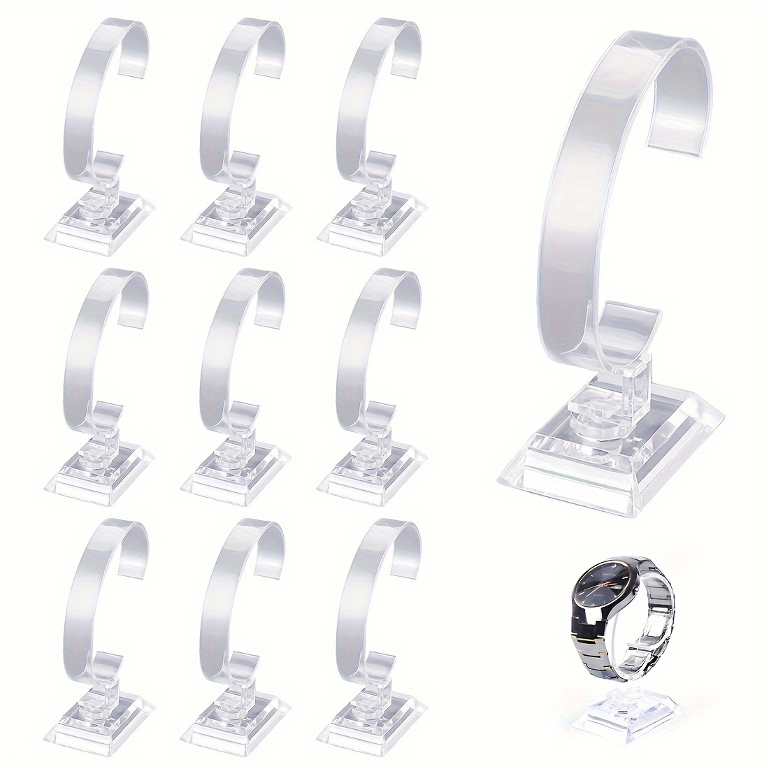 

10pcs Transparent Watch Bracket C-shaped Acrylic Jewelry Holder, Display Rack